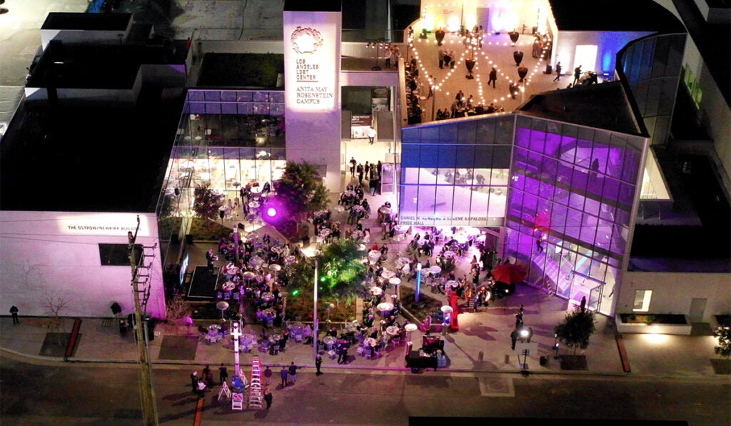 Rooftop event at night