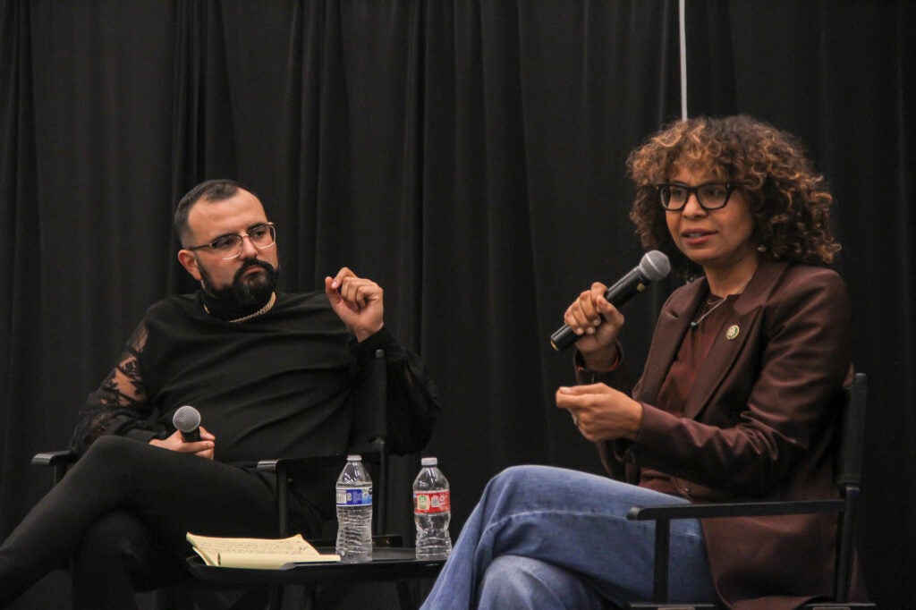 U.S. Representative Sydney Kamlager-Dove and Joey Espinoza-Hernández, Director, Policy and Community Building, Los Angeles LGBT Center