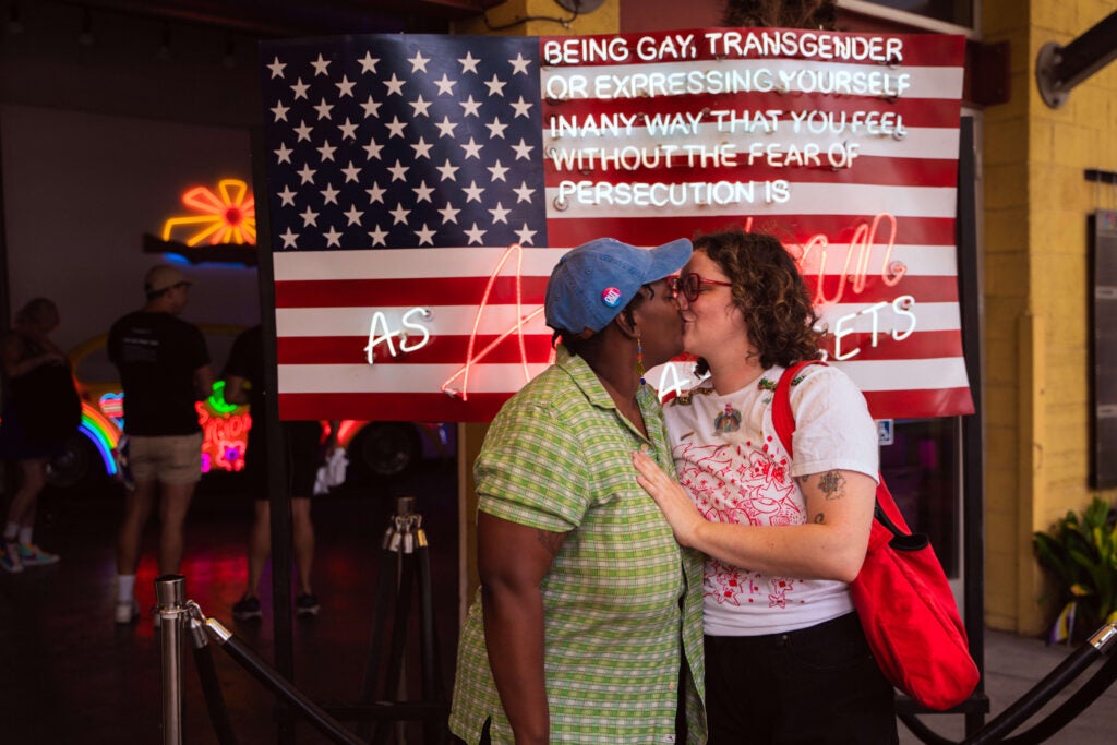 Guests kissing at Trans Pride LA 2025